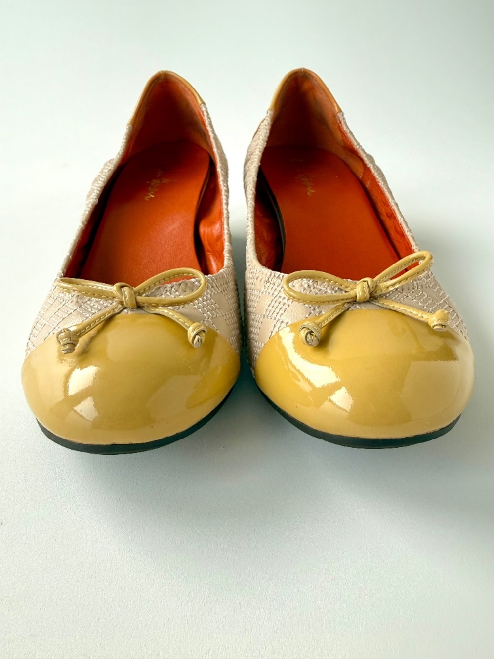 Cole Haan Tali Air Toe Cap Quilted Leather Ballet Wedges Size 9 Taupe